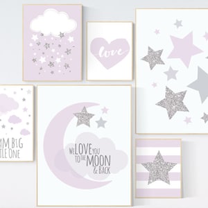 Nursery decor girl purple, purple nursery decor, lavender nursery decor, lilac nursery decor, dream big little one, purple silver nursery