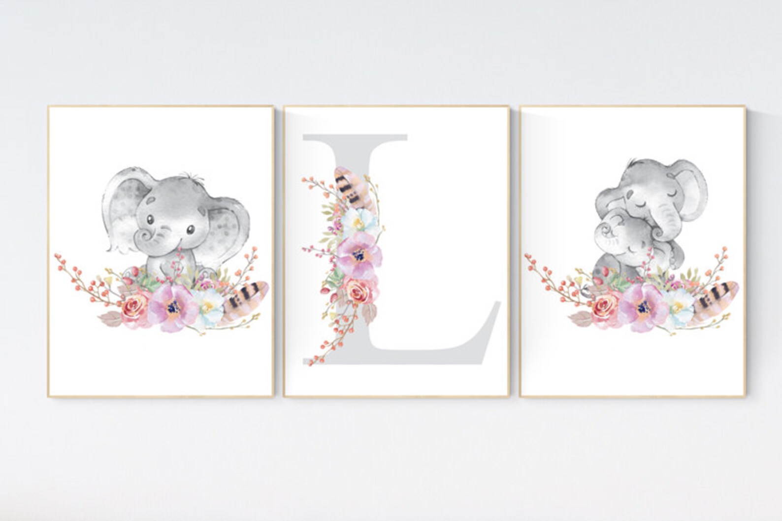 Nursery Decor Girl Boho Elephant Nursery Wall Art Nursery Etsy