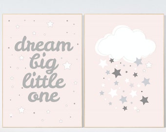 Dream big little one, Puder Rosa Grau Baby Shower, Puder Rosa Grau, Babyzimmer Deko, BabyZimmer Mädchen, Mädchenzimmer, neues Baby Geschenk