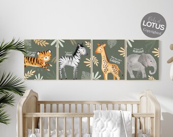 Sage Green Safari Nursery Prints: Boho Animal Wall Art