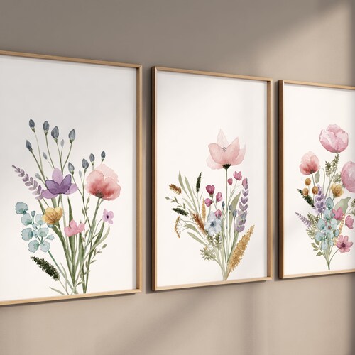 Boho Nursery Wall Art Wildflower Nursery Decor Floral Etsy