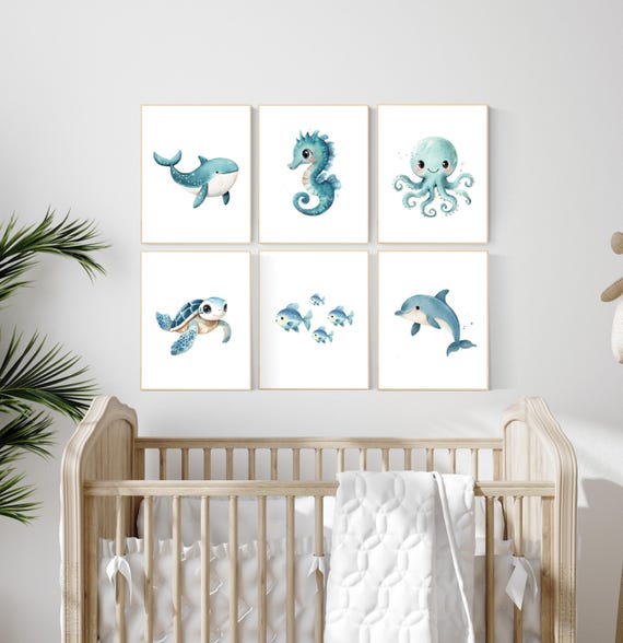 Ocean nursery, underwater nursery. whale nursery, sea nursery, sea turtle, sea theme nursery decor, ocean themed nursery, under the sea