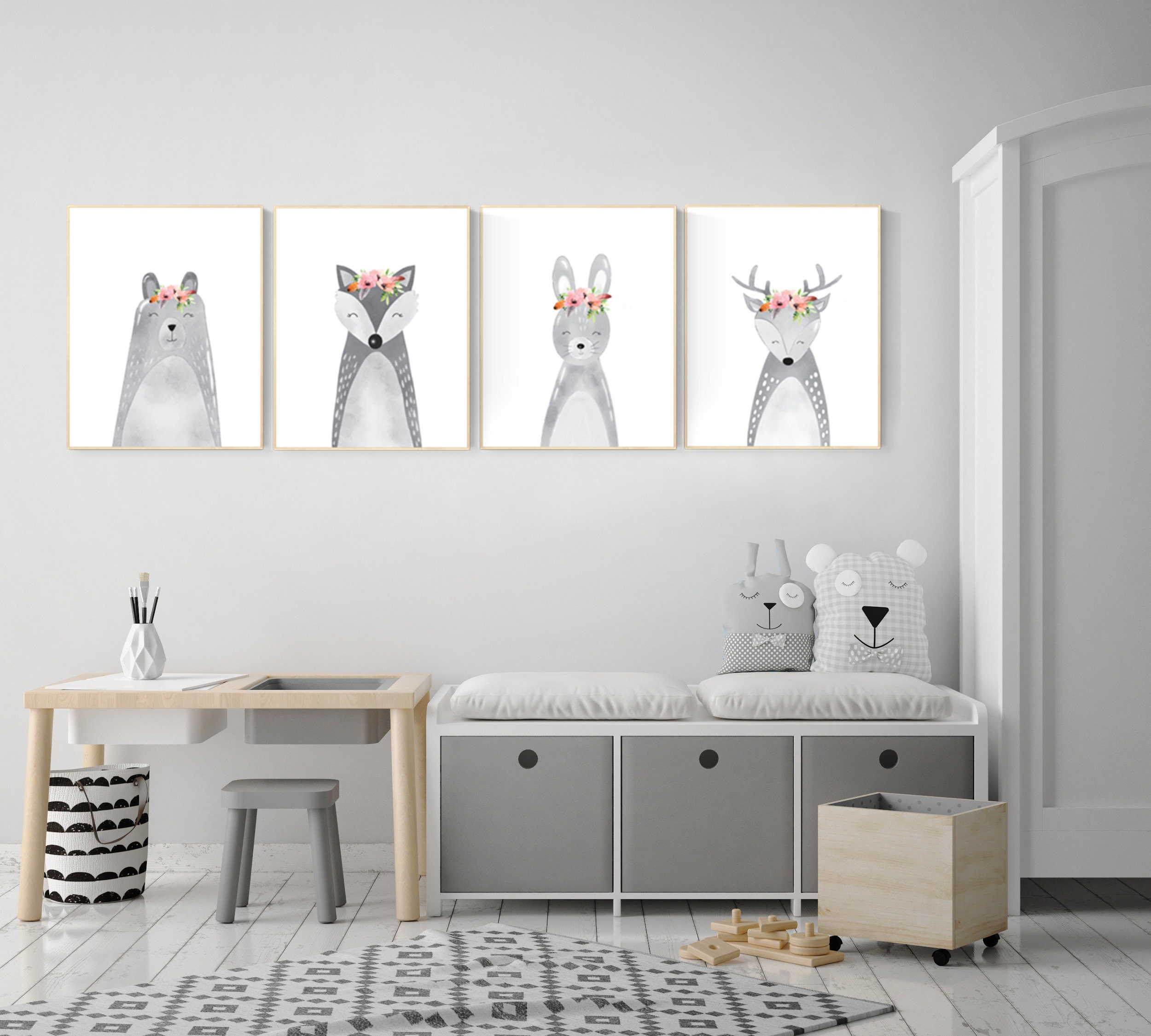 Nursery decor animals, woodland animals, Nursery decor girls, Nursery