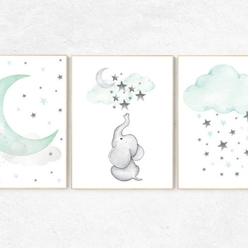Nursery Decor Elephant Mint Nursery Decor Dream Big Little Etsy