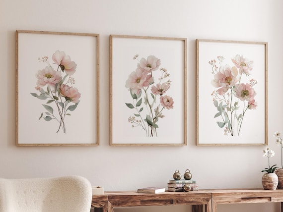Boho Wildflower Nursery Print: Blush Pink Floral Art