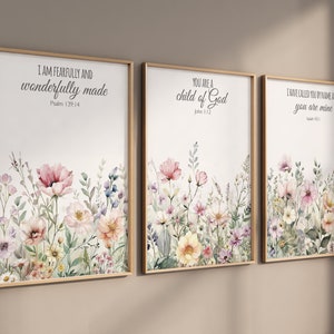 Wildflower Nursery Print: Boho Floral Decor, Bible Verse Art