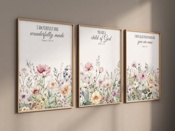 Boho Nursery wall art, Wildflower Nursery Decor, Floral Nursery, Girl Nursery Decor, vintage flower nursery, bible verse, christian wall art