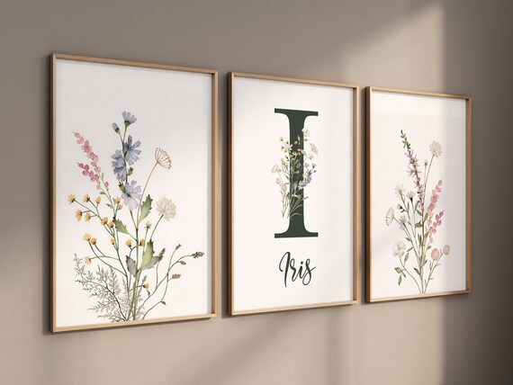 Boho Nursery wall art, Wildflower Nursery Decor, Floral Nursery, Girl Nursery Decor, vintage flower nursery, Botanical Print, home decor