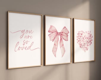 Pink Bow Nursery Print: Watercolor Wall Art