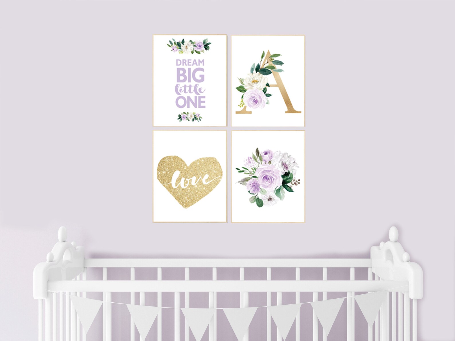 Nursery Decor Purple Floral Nursery Flower Nursery Nursery Etsy