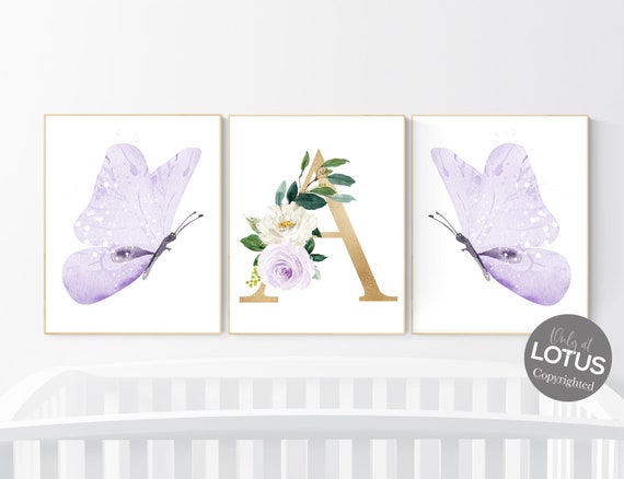 Nursery decor girl butterfly, nursery decor purple, nursery decor girl lilac, Butterfly Nursery Art, Girl Nursery Art, Butterfly Wall Art