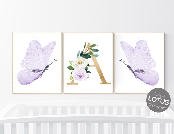 Nursery decor girl butterfly, nursery decor purple, nursery decor girl lilac, Butterfly Nursery Art, Girl Nursery Art, Butterfly Wall Art