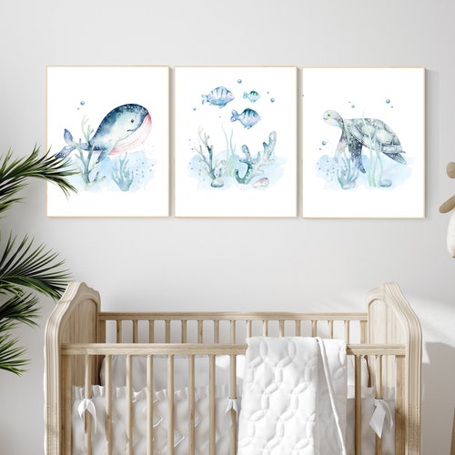 Nursery Decor Ocean Nursery Wall Art Ocean Under the Sea Etsy