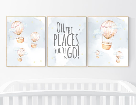 Nursery decor gender neutral, hot air balloon, neutral nursery, baby room decor, nursery prints, hot air balloon nursery, unisex nursery