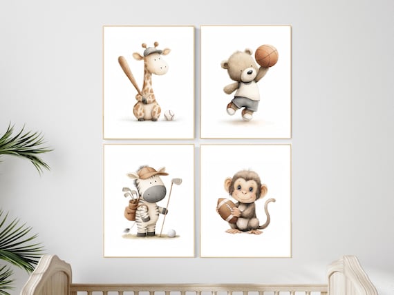 Baby Animals Sports Print: Safari Nursery Decor