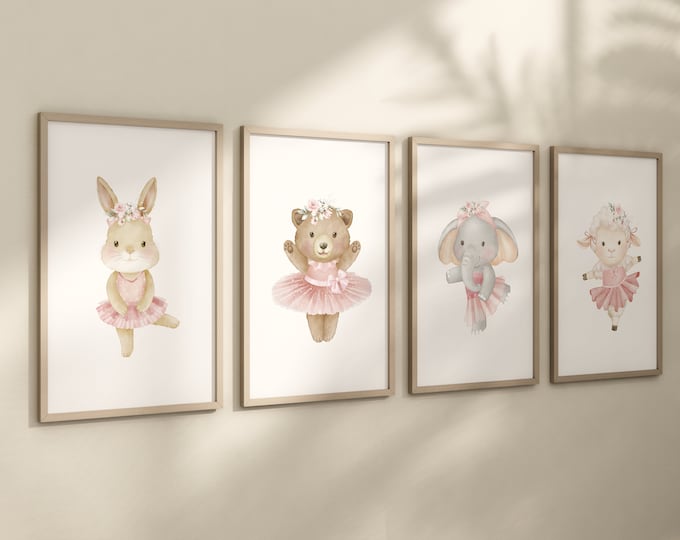 Pink Girl Nursery Gallery Wall Set Pink Girls Room Prints Set Girls ...