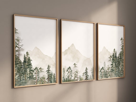 Mountain wall art, forest mountain prints, landscape prints, woodland prints, forest wall art, nursery decor, nature wall art, baby room