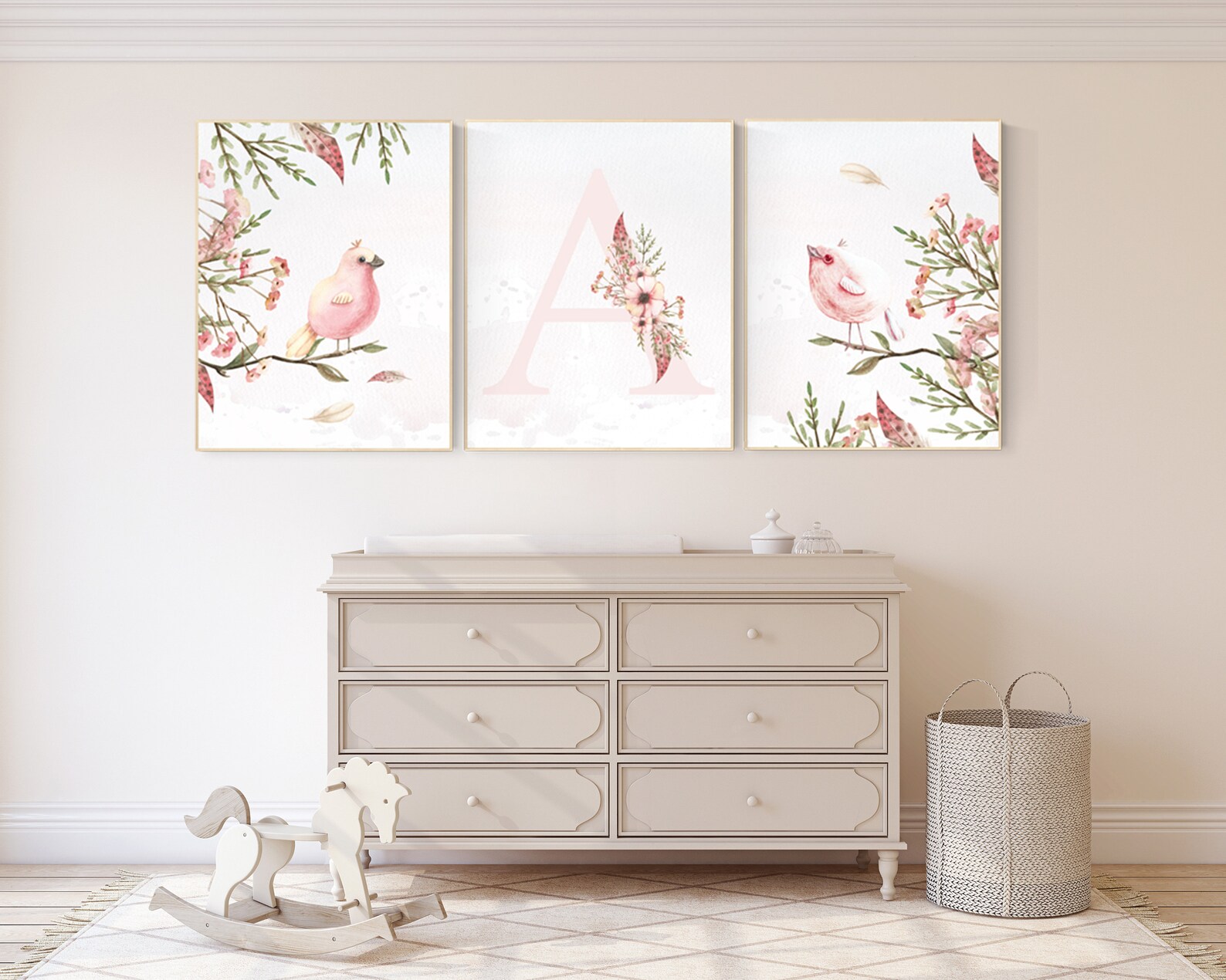 Nursery Wall Art Birds Nursery Decor Girl Flower Nursery Etsy