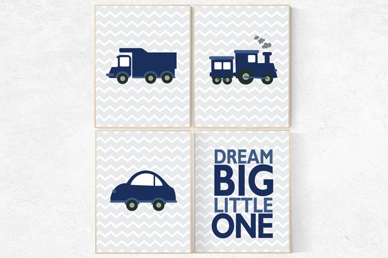Nursery decor boys car, car nursery, vehicles, dream big little one
