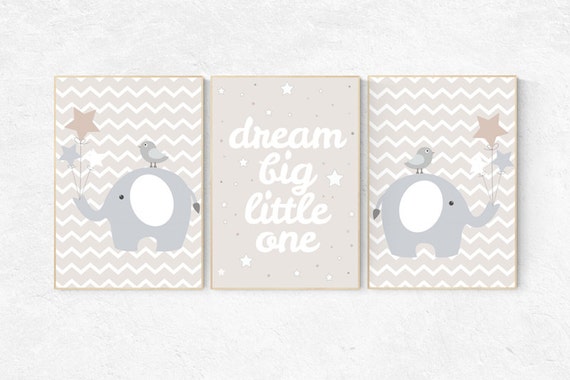 Dream Big Little One, gender neutral nursery, beige and cream, hot air balloon Nursery, Nursery Decor, Gray Beige gender neutral baby shower