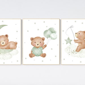 Nursery decor bear, nursery decor boy, sage green nursery, sage nursery, bear nursery print, teddy bear decor, nursery wall art, boy nursery