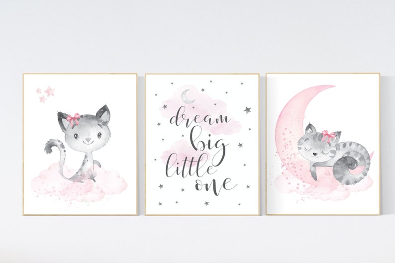 Cat Nursery Print Kitten Nursery Print Nursery Decor Girl Etsy