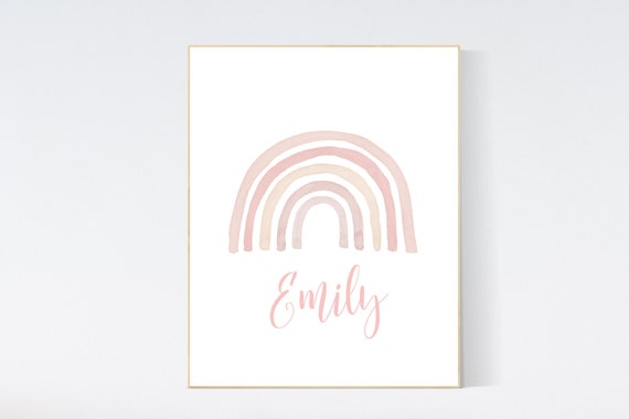 Nursery decor rainbow, blush nursery, Rainbow Wall Art, rainbow Print, Rainbow Wall Art, blush pink, name nursery, nursery prints name