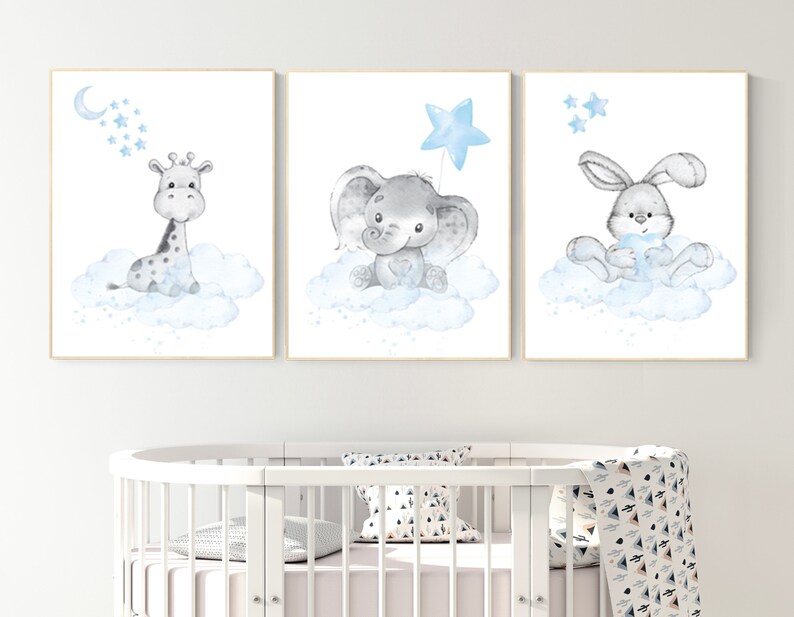 Nursery Decor Elephant and Giraffe Animal Nursery Prints Etsy
