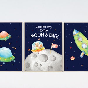 Nursery prints space, Space nursery decor, Space themed nursery, outer space, boys room wall art, baby boy, animal space nursery wall art
