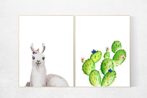 Nursery decor Llama, llama cactus, nursery wall art llama, Llama Print, Cactus Print, Llama Wall Art, Cactus Wall Art, Llama Cactus Nursery