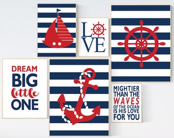 Nautical boy nursery, nursery decor boy nautical baby room, navy red nursery, navy and red nursery, nautical nursery wall decor navy nursery