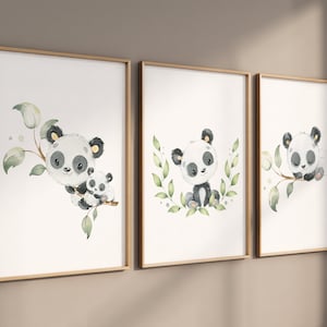 Panda nursery decor, gender neutral, panda prints, nursery wall art, nursery prints animals, nursery decor boy, nursery decor girl