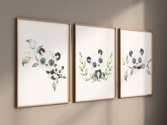 Panda nursery decor, gender neutral, panda prints, nursery wall art, nursery prints animals, nursery decor boy, nursery decor girl