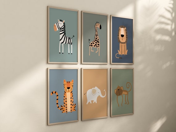 Safari Nursery Wall Prints, Boho Nursery Prints, jungle animals, Sage Green Nursery Art, animal Nursery Decor, animal prints