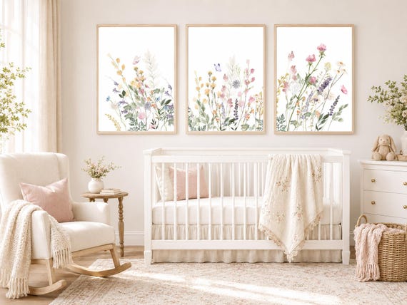 Wildflower Nursery Print: Vintage Floral Botanical Wall Art