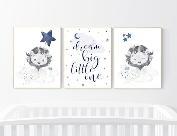 Lion nursery wall art, Nursery prints boy, navy nursery art, boy nursery ideas, boy nursery decor, safari animals, animal prints, boys room