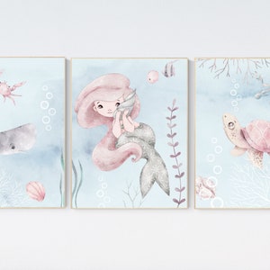 Mermaid nursery, nursery decor girl ocean, sea nursery decor, ocean nursery decor, girls room decor, under the sea nursery girl, sea theme