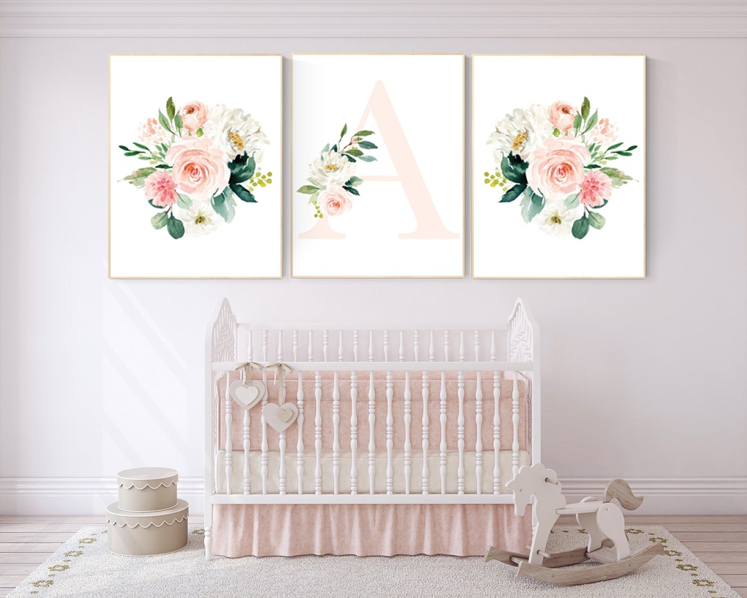 Nursery Decor Girl Floral Nursery Decor Girl Flowers Blush Etsy