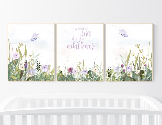 Nursery decor girl floral, butterfly, purple nursery, flower Nursery Art, Girl Nursery Art, lilac nursery, lavender