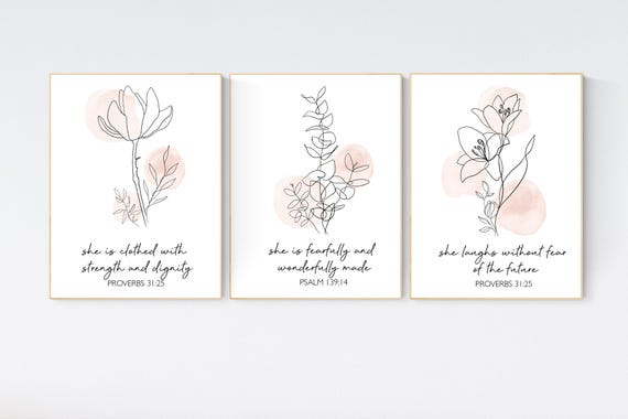 Boho Botanical Prints, girl nursery decor, Wildflower Nursery, floral nursery, blush pink, Wild Flowers, Flower Nursery, verse print