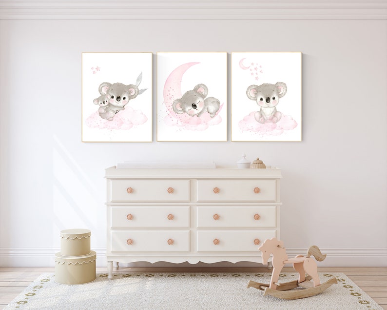 Nursery Decor Girl Koala Nursery Decor Koala Print Pink Etsy