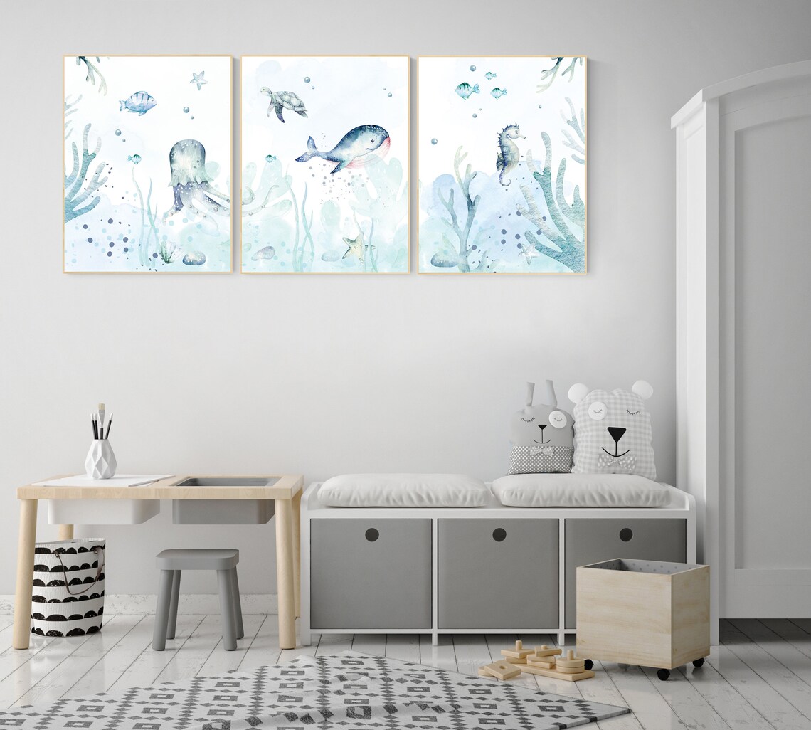Nursery Decor Ocean Nursery Wall Art Ocean Under the Sea Etsy