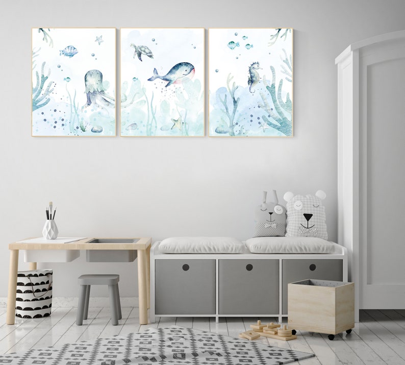 Nursery Decor Ocean Nursery Wall Art Ocean Under the Sea Etsy