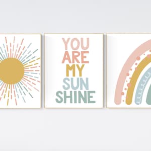 Nursery prints rainbow, boho nursery, Nursery decor girl, sunshine nursery, Abstract Art, rainbow nursery, boho prints for girls