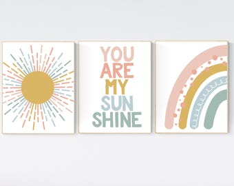 Boho-prints regenboog kinderkamer: abstracte zonneschijn