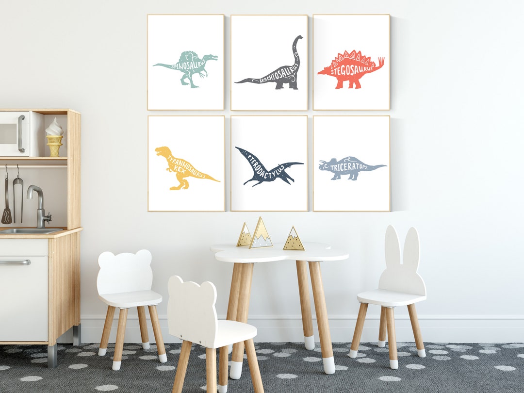 Dinosaur Wall Art Decor, Nursery Decor Boy Dinosaur, Kids Room Decor ...