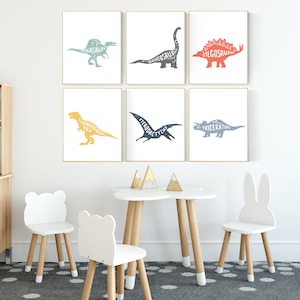 Dinosaur Wall Art Decor, Nursery Decor Boy Dinosaur, Kids Room Decor ...