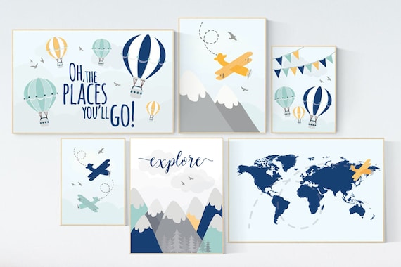 Adventure nursery decor, Nursery decor boy mountains adventure, nursery decor boy airplane, world map nursery, explore, mountain nursery