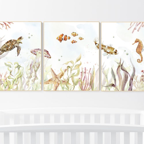 Under the Sea Wall Art Ocean Nursery Decor Nautical Nursery Etsy