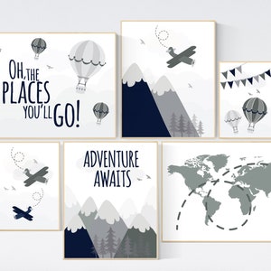 Decoração de berçário de aventura, decoração de berçário menino aventura, decoração de berçário menino avião, mapa-múndi berçário, aventura espera, oh os lugares